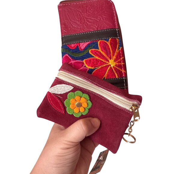 Tooled with floral  tapestry embroidery synthetic leather wallet women with coin - Picture 11 of 11